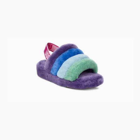 UGG Pride Fluff Yeah Multicolor Purple Slides for Women (MIVU67459)